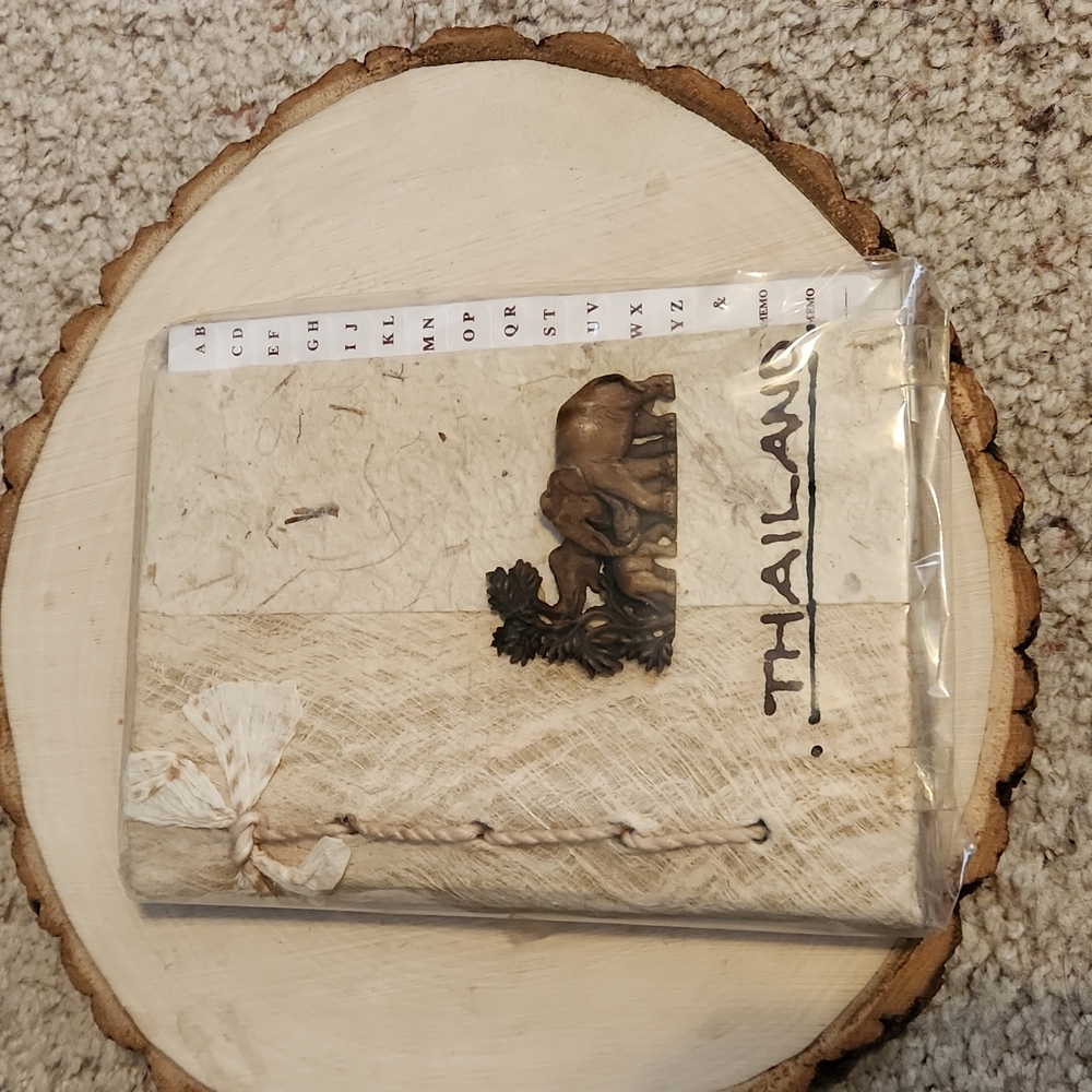 Thailand Address Book Carved Elephant Design NEW